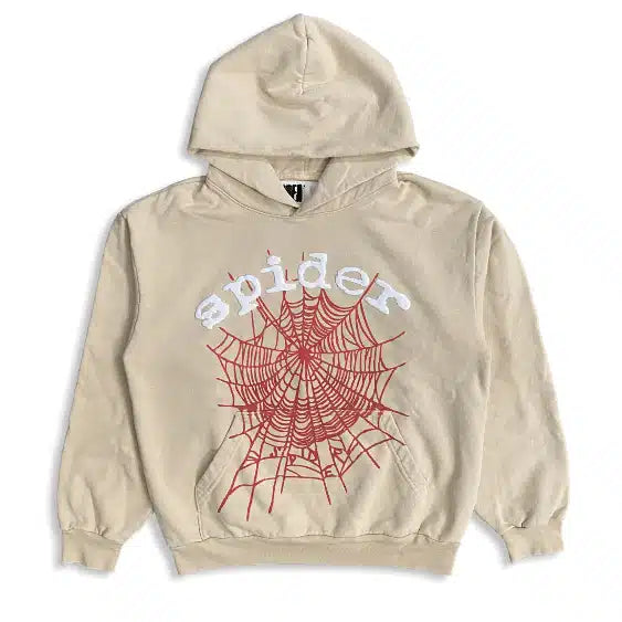 SP5DER LOGO CREAM HOODIE