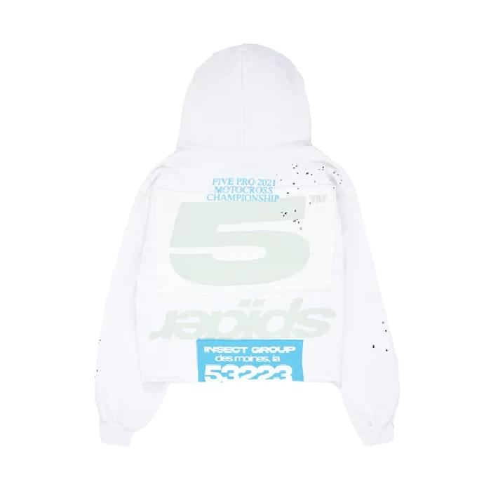 Sp5der Cropped White Hoodie