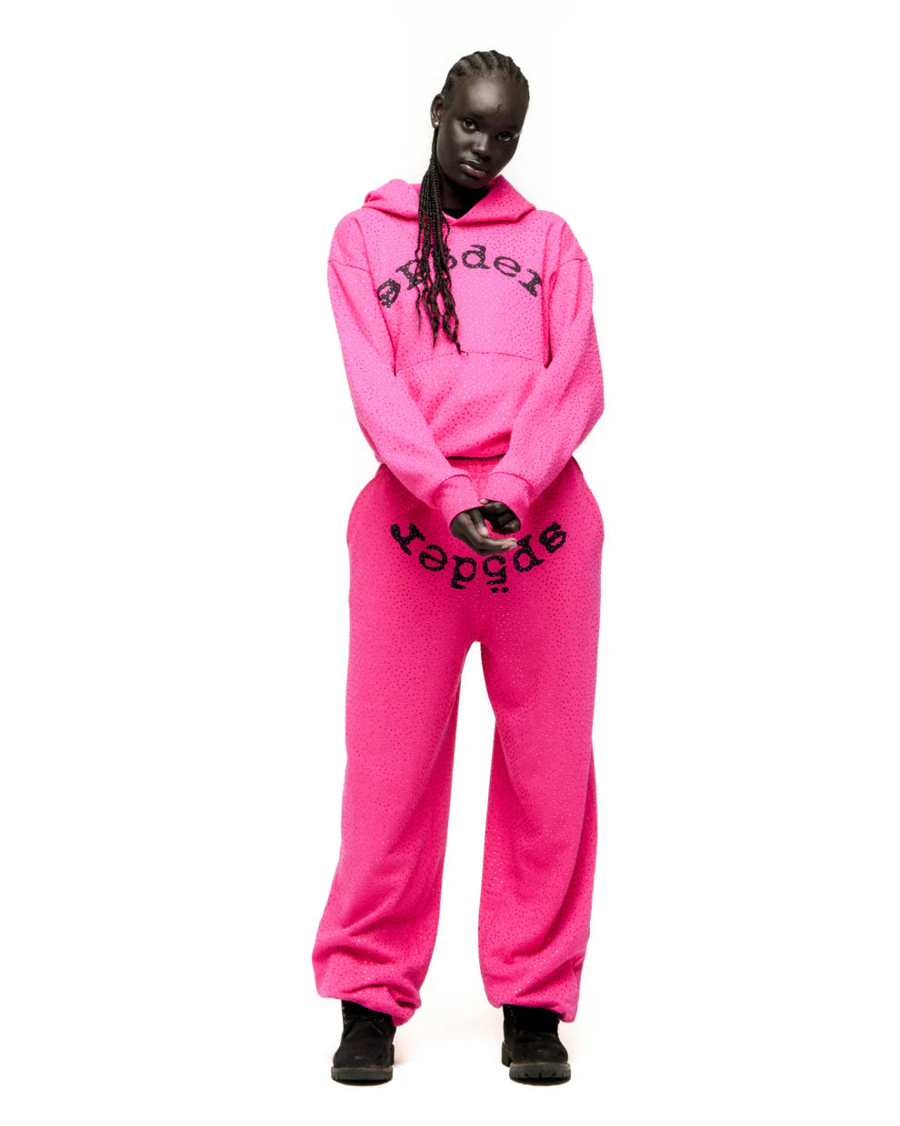 Sp5der Pink VVS Rhinestone Hoodie
