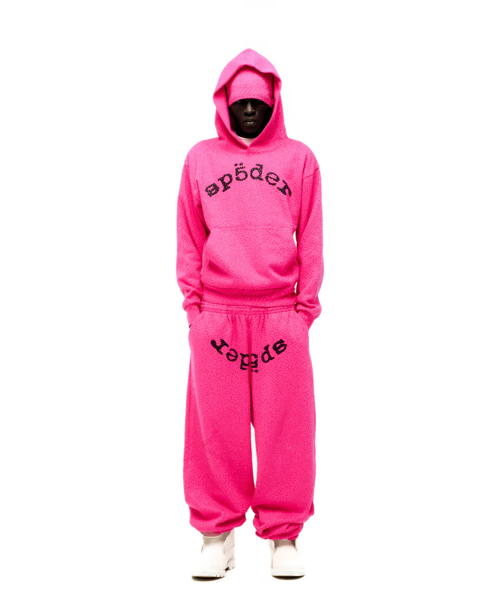 Sp5der Pink VVS Rhinestone Hoodie