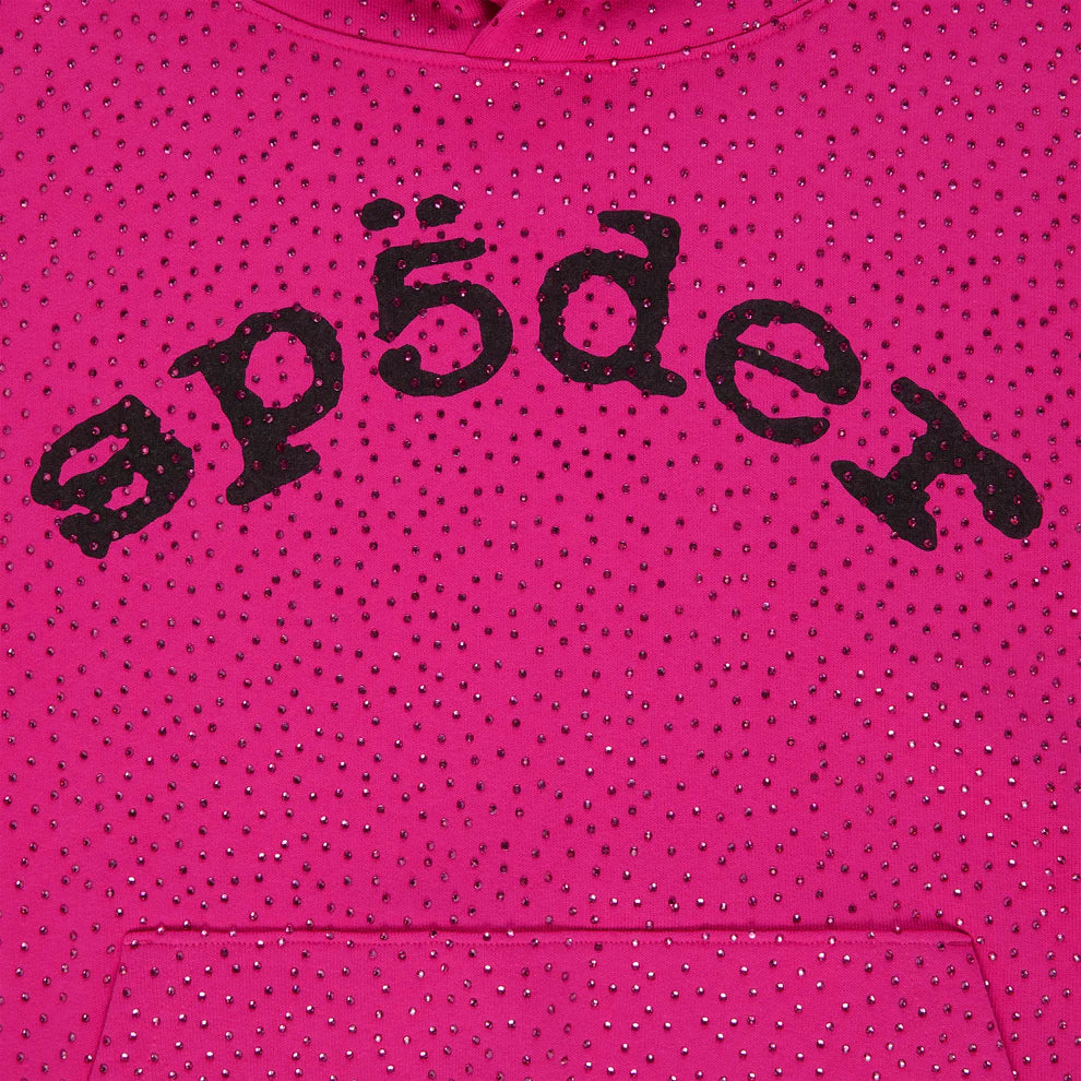 Sp5der Pink VVS Rhinestone Hoodie