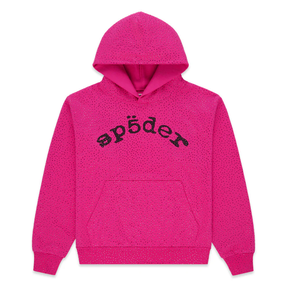 Sp5der Pink VVS Rhinestone Hoodie