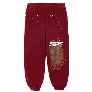 Sp5der White Printed Red Sweatpant
