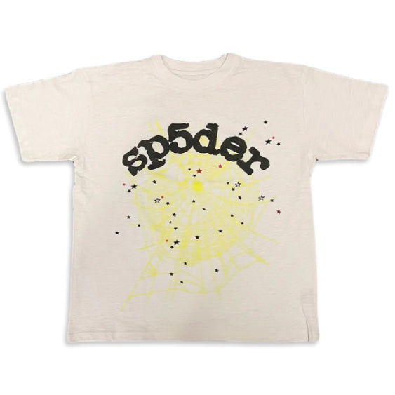 Sp5der Printed – Beige T-shirt with Black