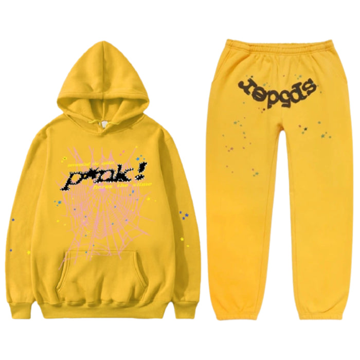 Sp5der Printed Punk Pink Tracksuit – Yellow