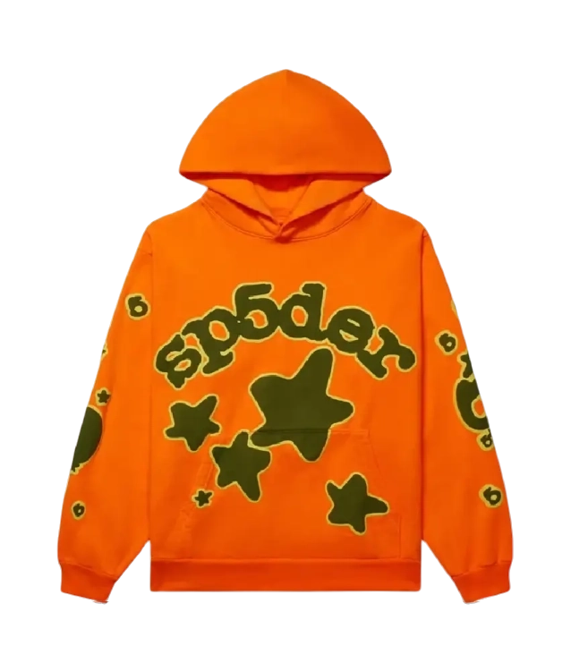 Sp5der Beluga Hoodie Sp5 Brown Orange Logo